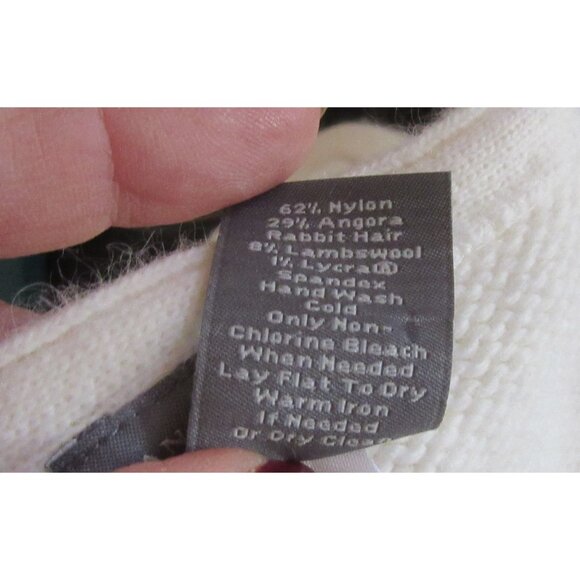 Ann Taylor Soft 3/4" Sleeves Button Down White Angora/Wool Blend Cardigan L - Picture 7 of 7